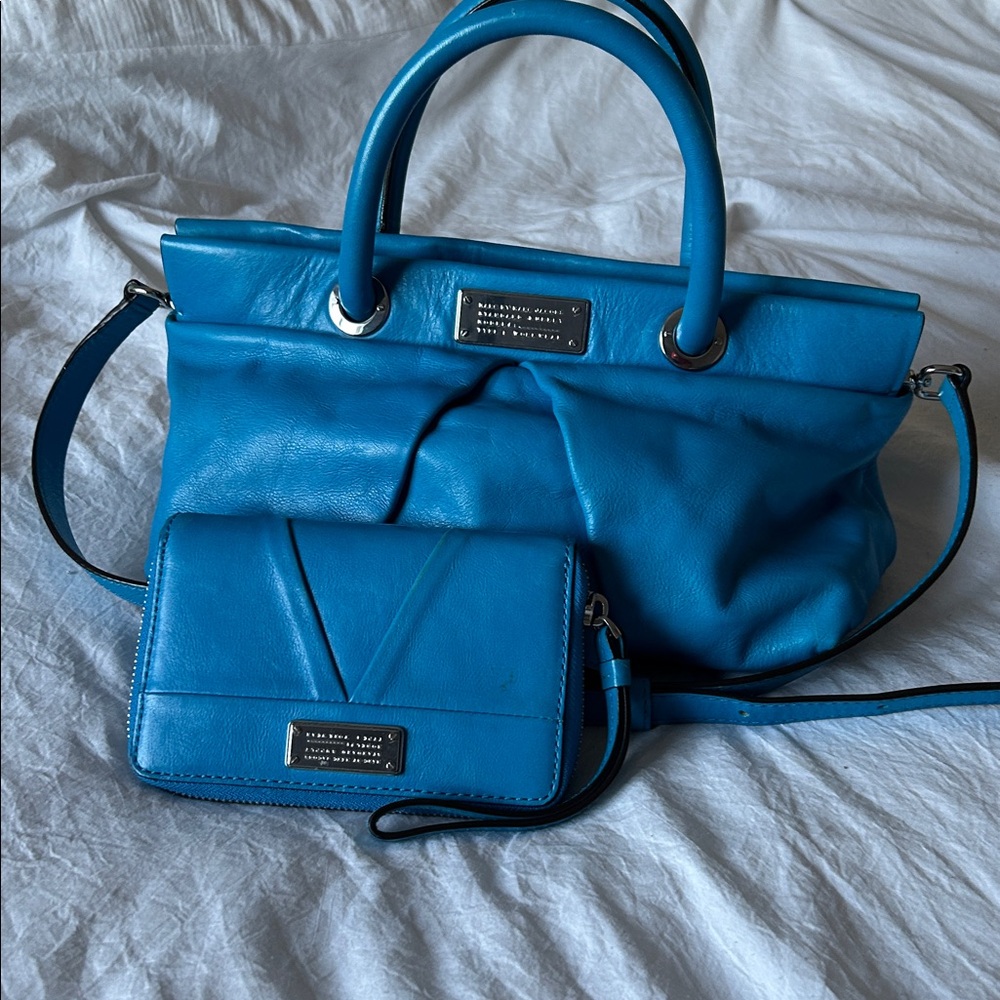 Marc Jacobs Blue Shoulder Bag and Wallet Set